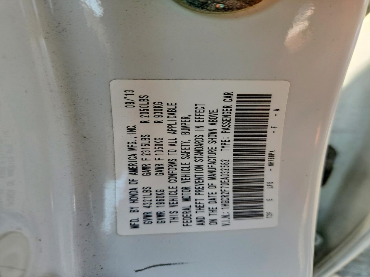 1HGCR2F70EA032582 · 2014 HONDA ACCORD · 12/12