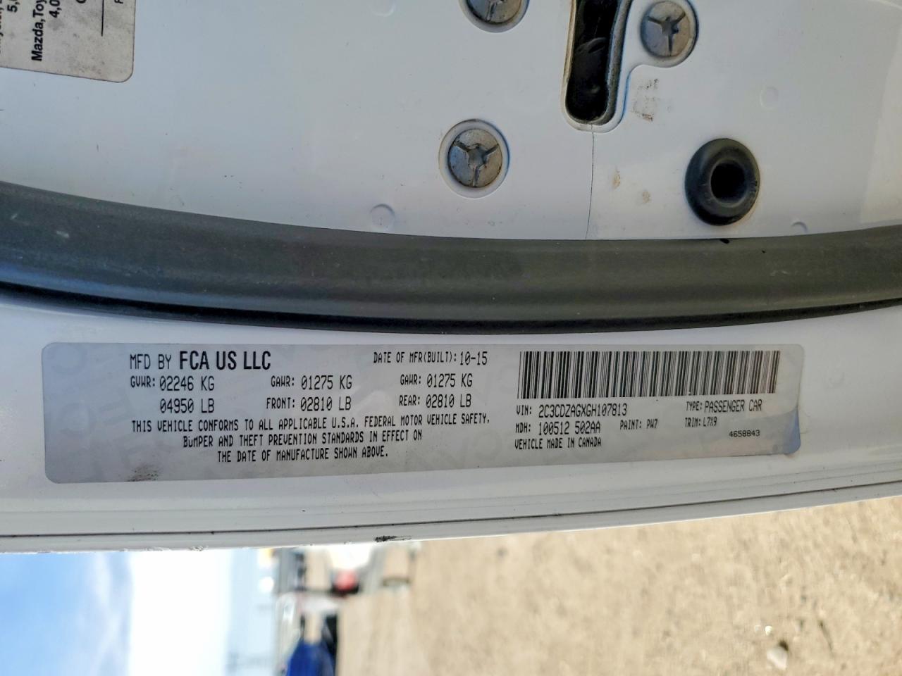 2C3CDZAGXGH107813 · 2016 DODGE CHALLENGER · 12/12