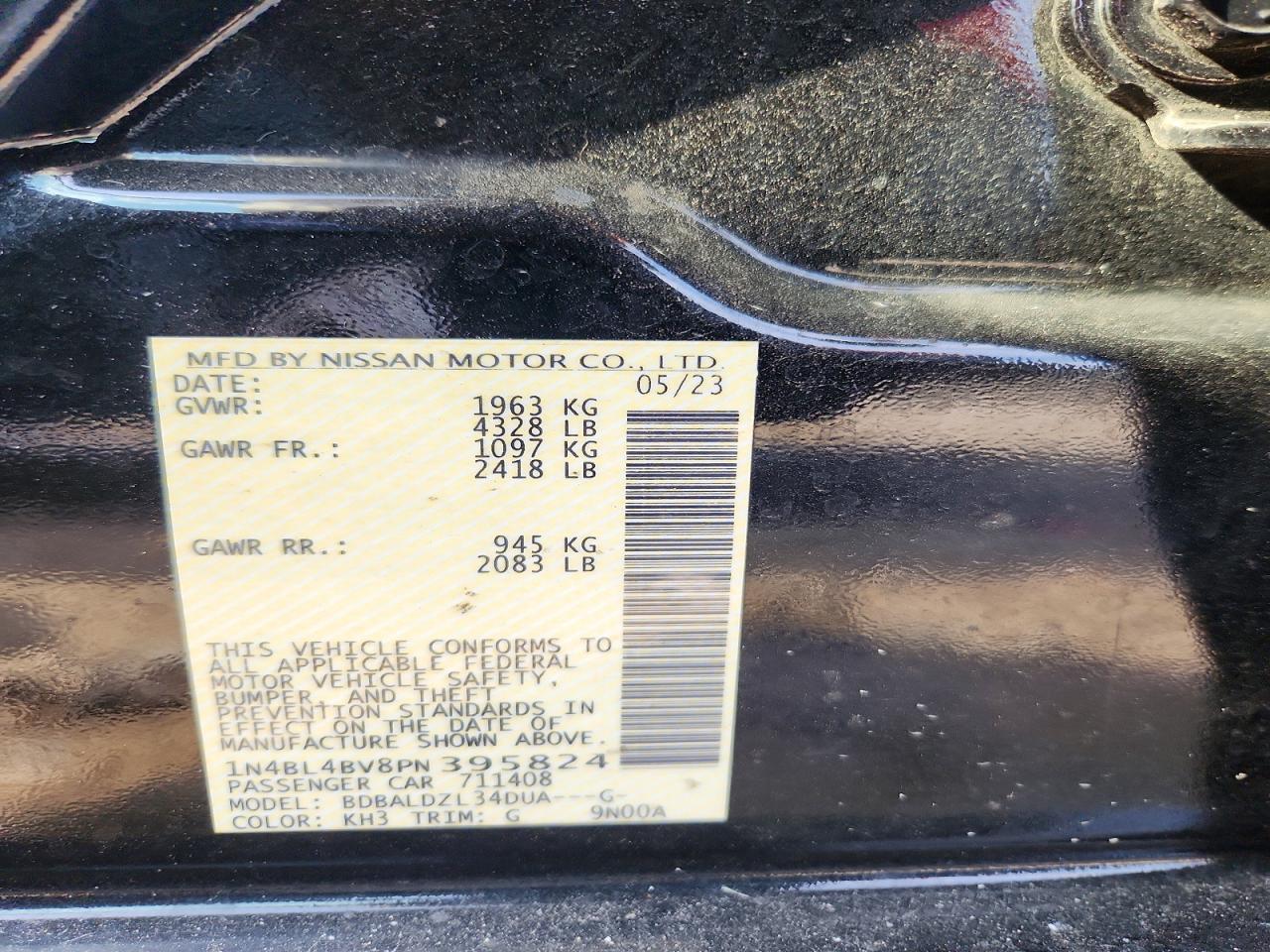 1N4BL4BV8PN395824 · 2023 NISSAN ALTIMA · 12/12