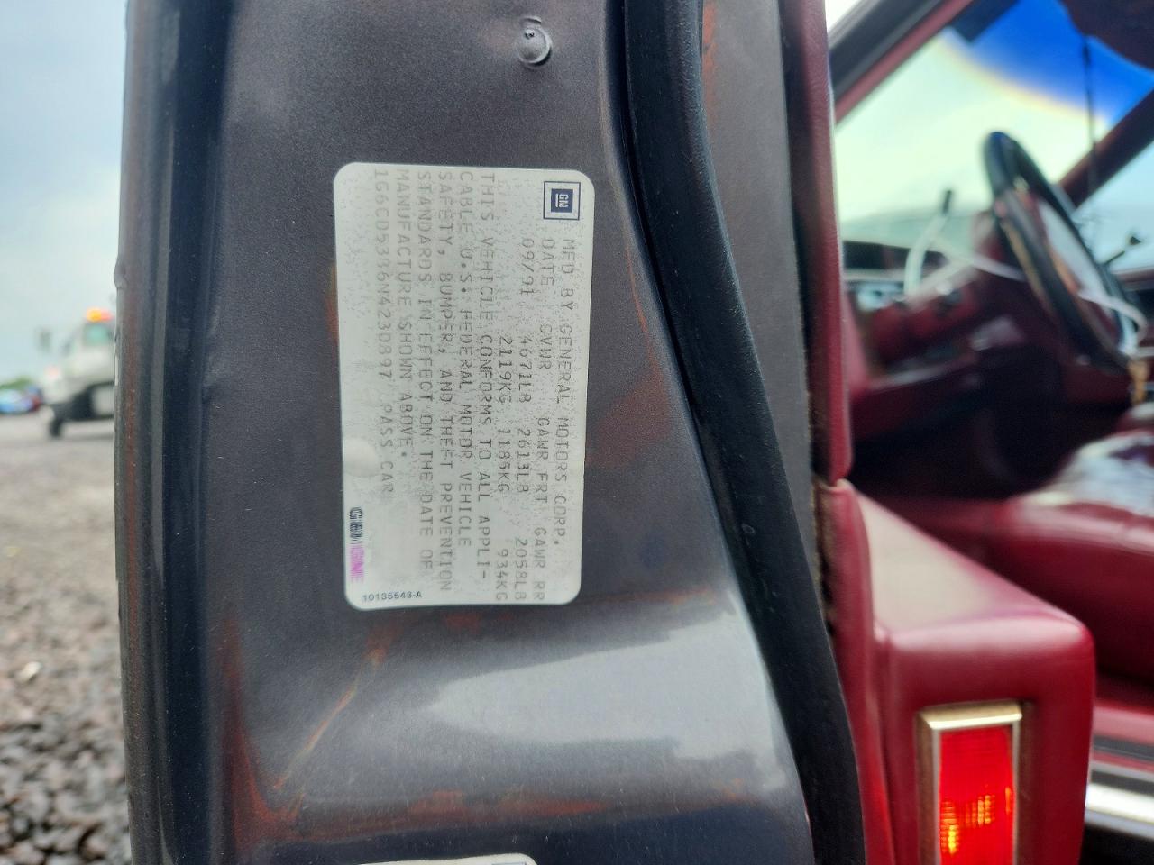 1G6CD53B6N4230897 · 1992 CADILLAC DEVILLE · 12/12