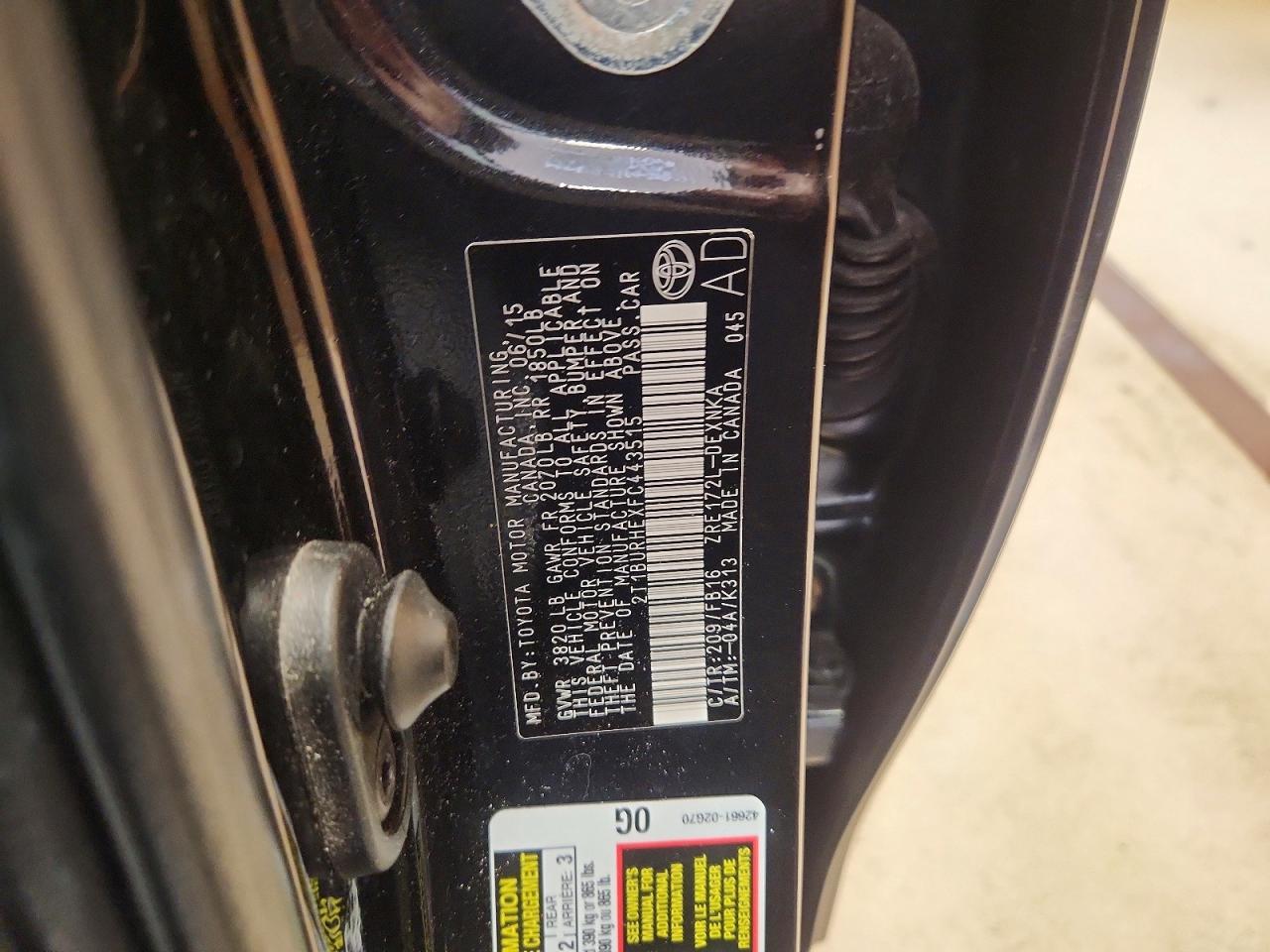 2T1BURHEXFC443515 · 2015 TOYOTA COROLLA · 12/12