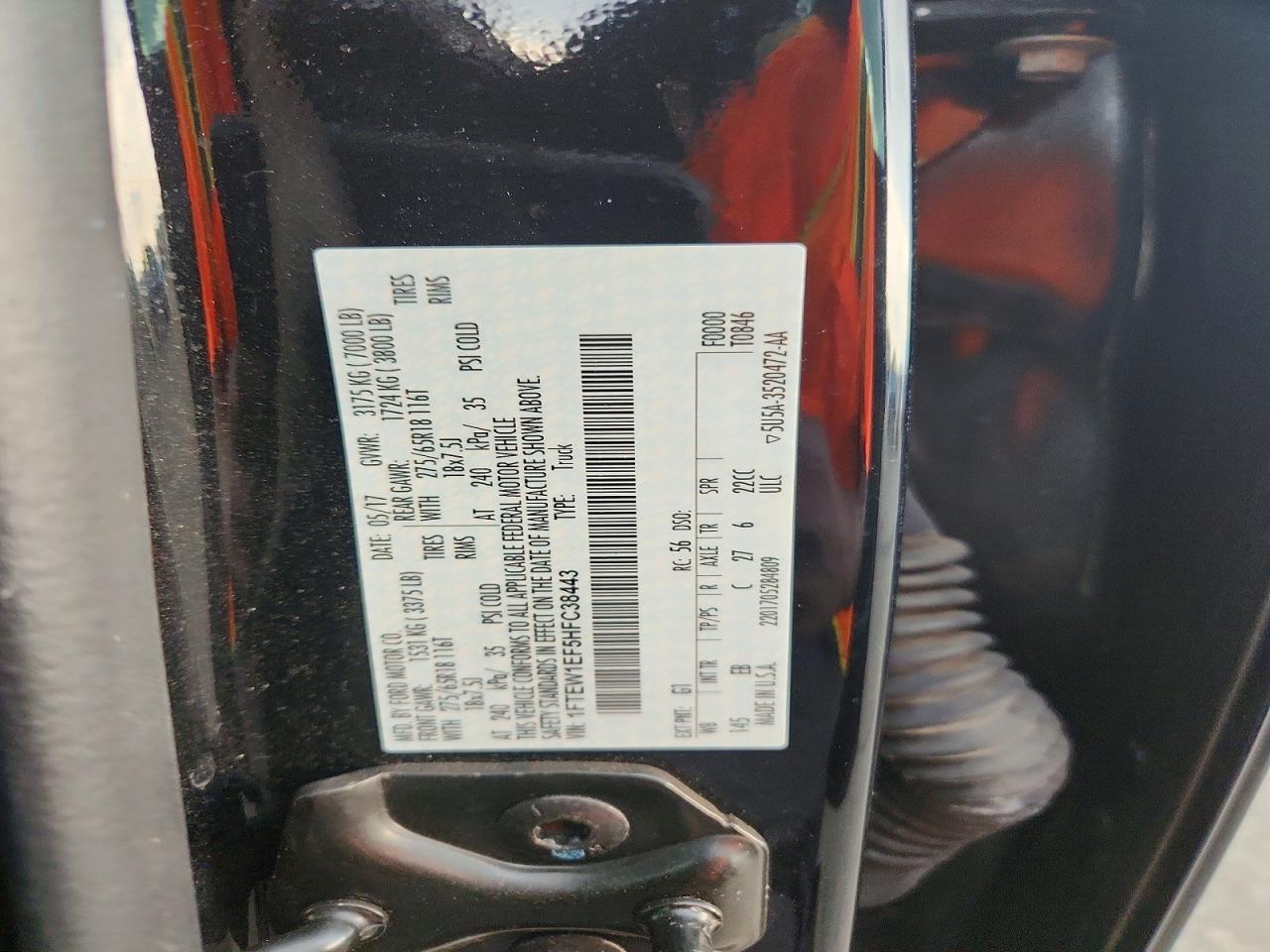 1FTEW1EF5HFC38443 · 2017 FORD F150 · 12/12