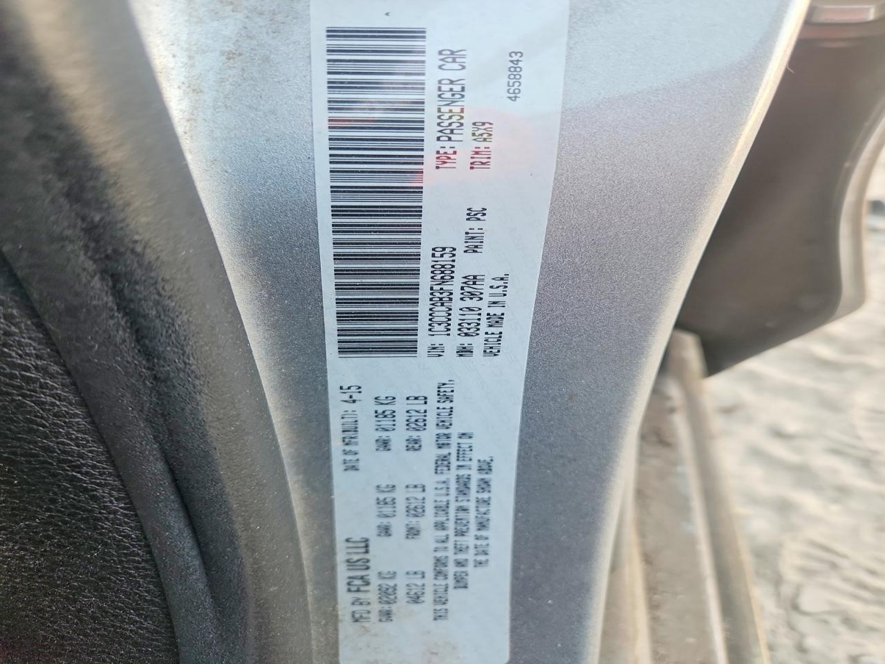 1C3CCCAB3FN688159 · 2015 CHRYSLER 200 · 12/12