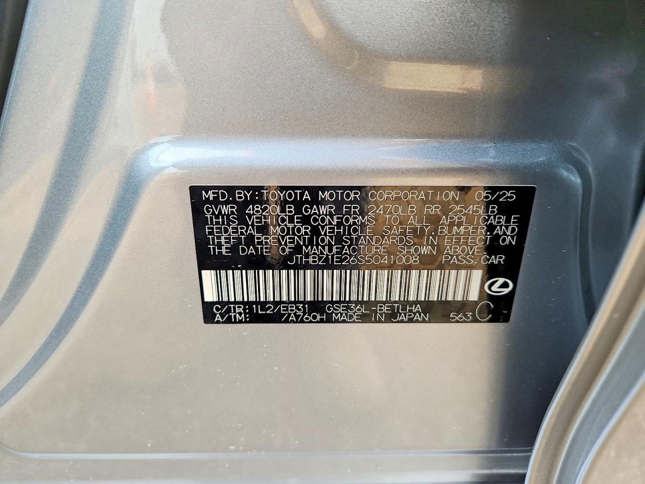 JTHBZ1E26S5041008 · 2025 LEXUS IS 350 · 12/12