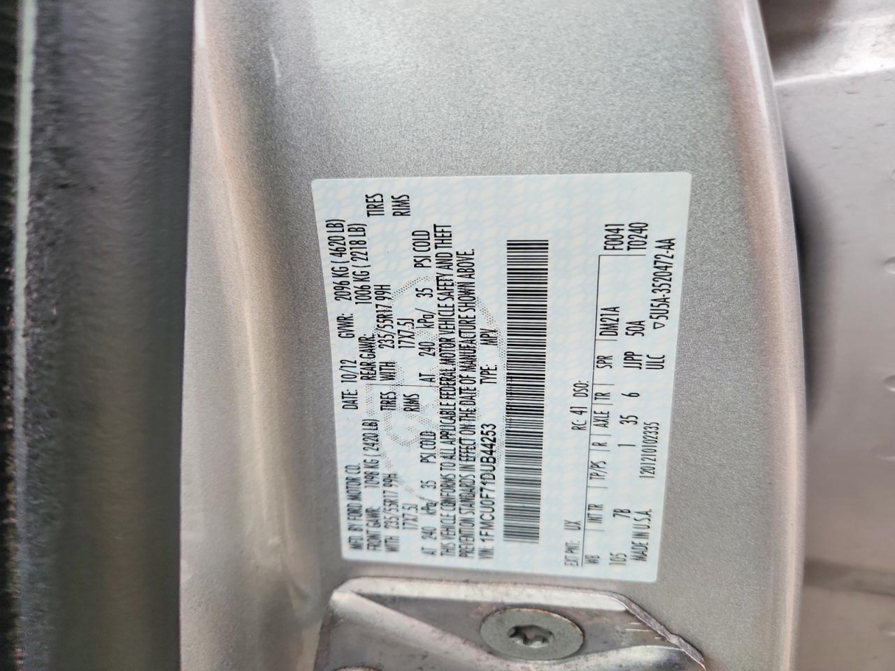 1FMCU0F71DUB44253 · 2013 FORD ESCAPE · 12/12