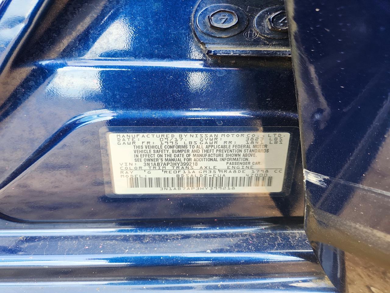 3N1AB7AP3HY399218 · 2017 NISSAN SENTRA · 12/12