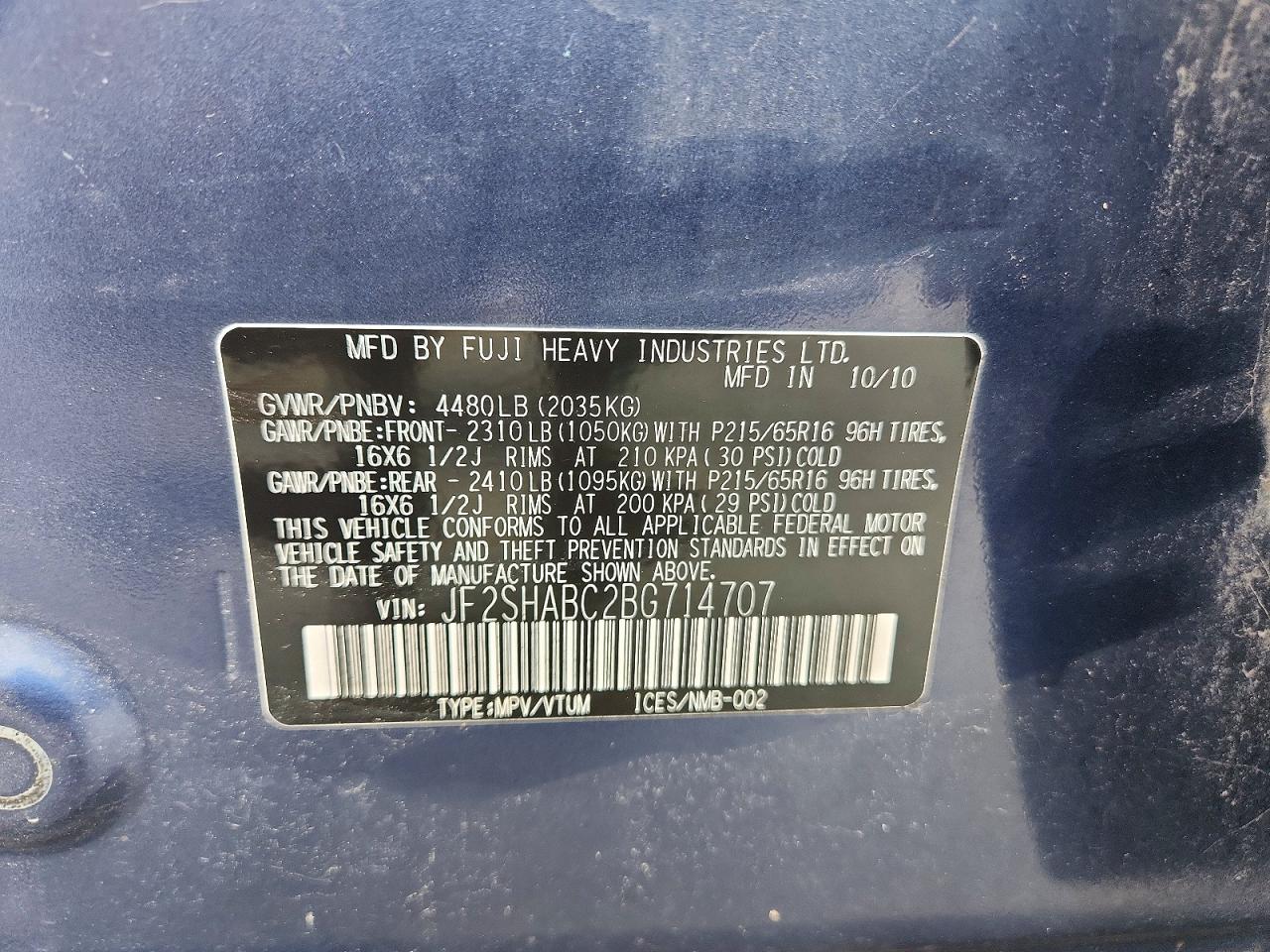 JF2SHABC2BG714707 · 2011 SUBARU FORESTER · 12/12