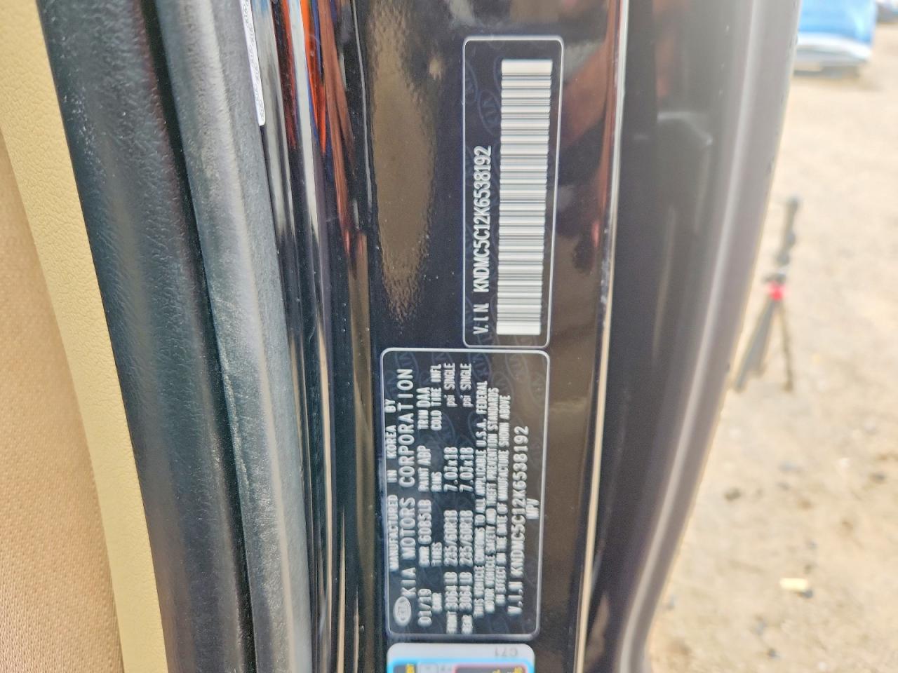 KNDMC5C12K6538192 · 2019 KIA SEDONA · 12/12