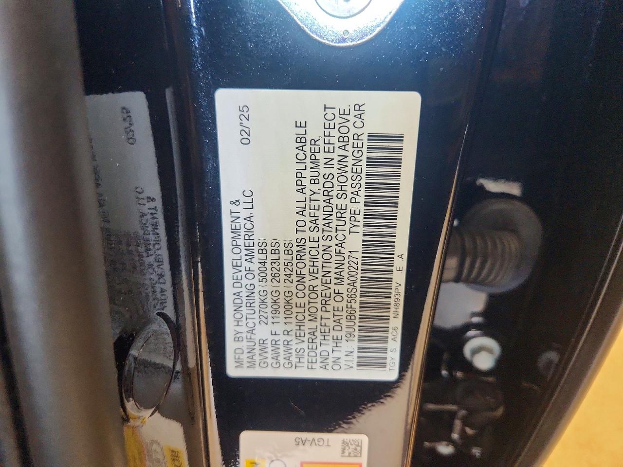 19UUB6F56SA002271 · 2025 ACURA TLX · 12/12