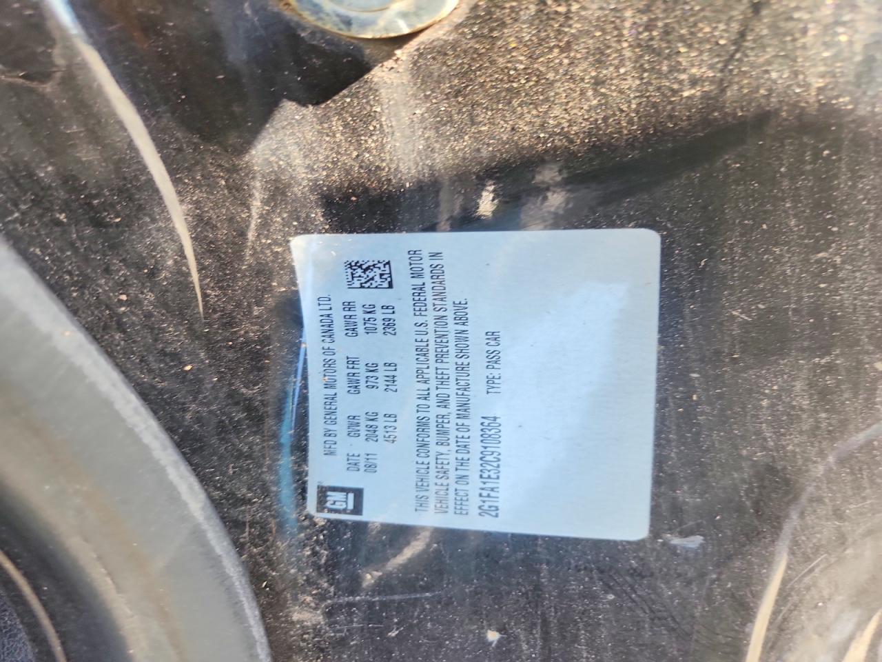 2G1FA1E32C9108364 · 2012 CHEVROLET CAMARO · 12/12