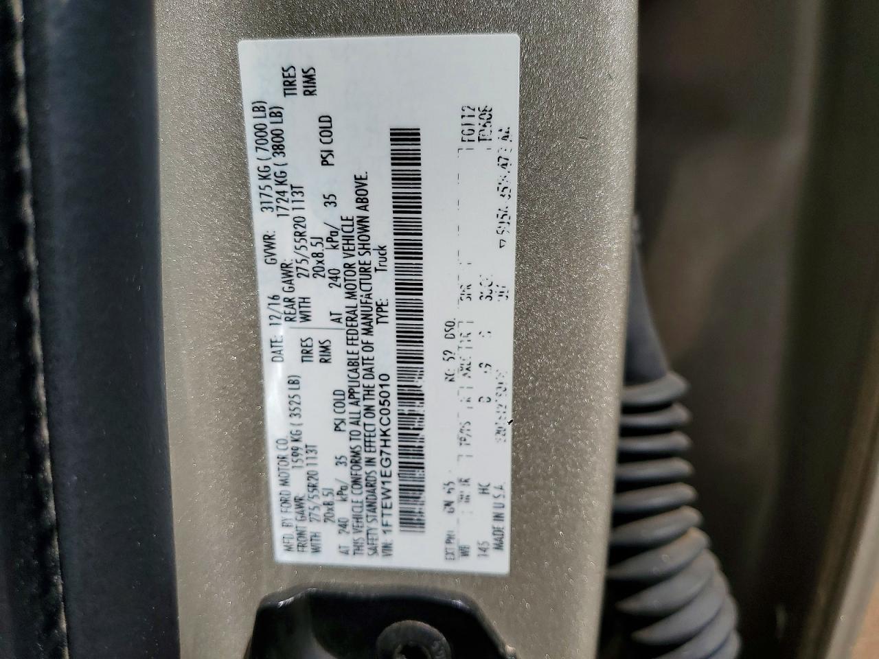1FTEW1EG7HKC05010 · 2017 FORD F150 · 12/12