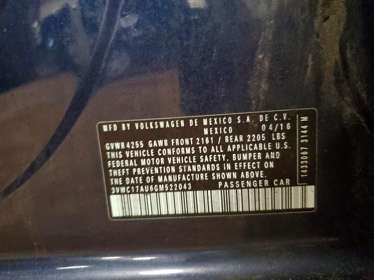3VWC17AU6GM522043 · 2016 VOLKSWAGEN GOLF SPORTWAGEN · 12/12