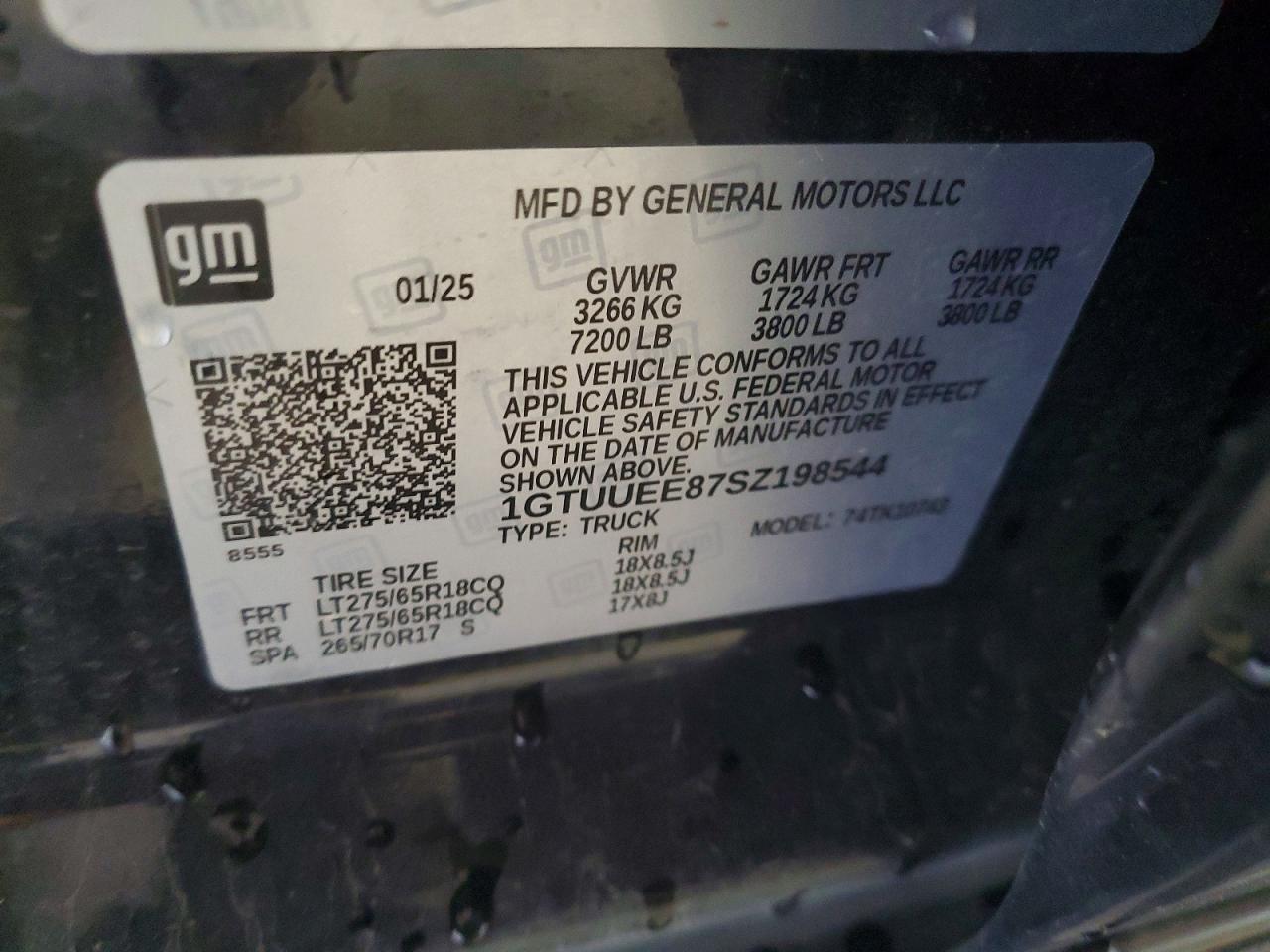 1GTUUEE87SZ198544 · 2025 GMC 5000 · 12/12