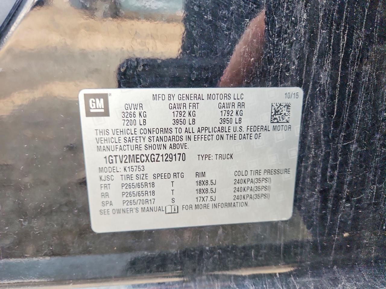 1GTV2MECXGZ129170 · 2016 GMC SIERRA · 12/12