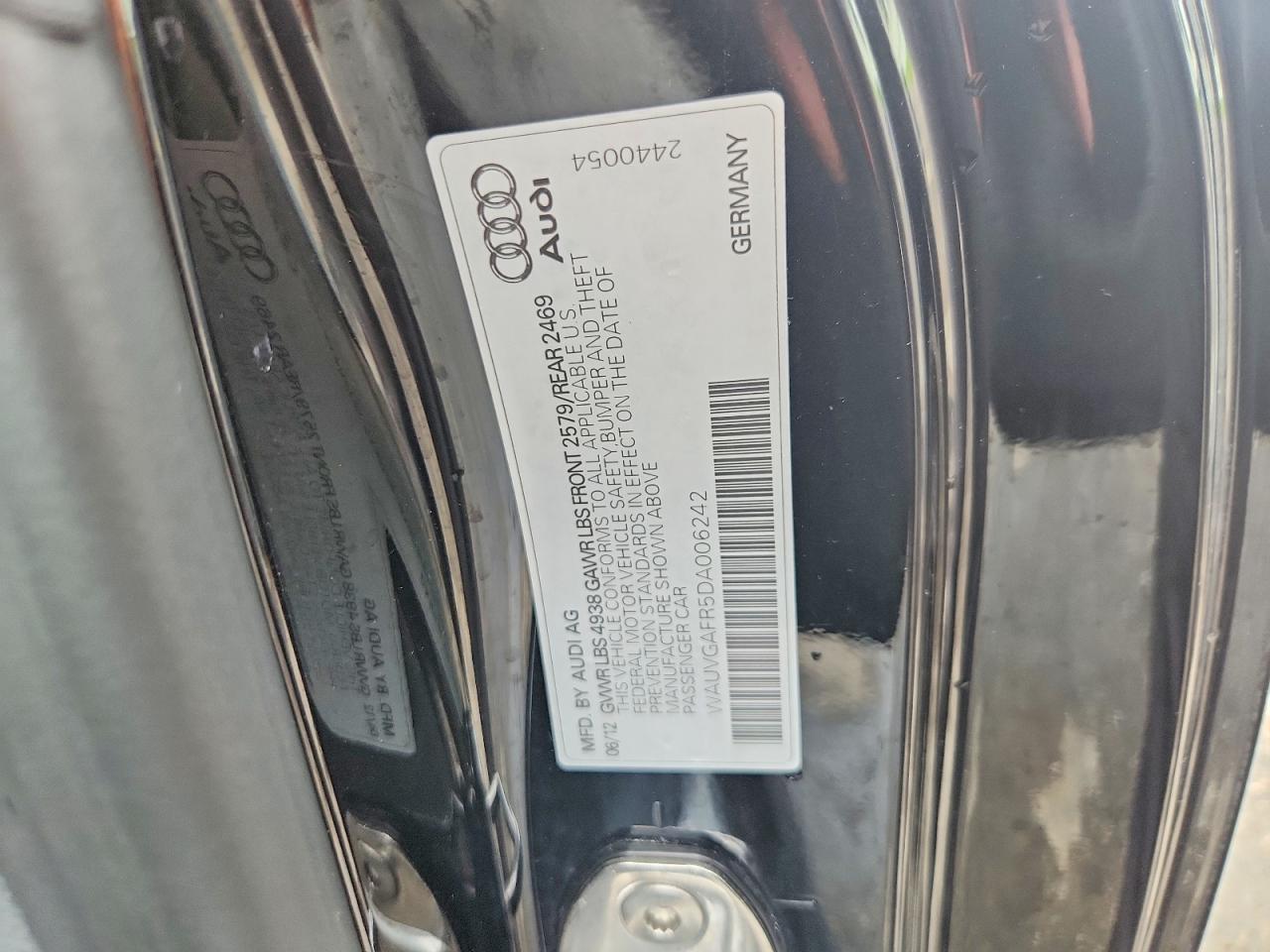 WAUVGAFR5DA006242 · 2013 AUDI S5 · 12/12
