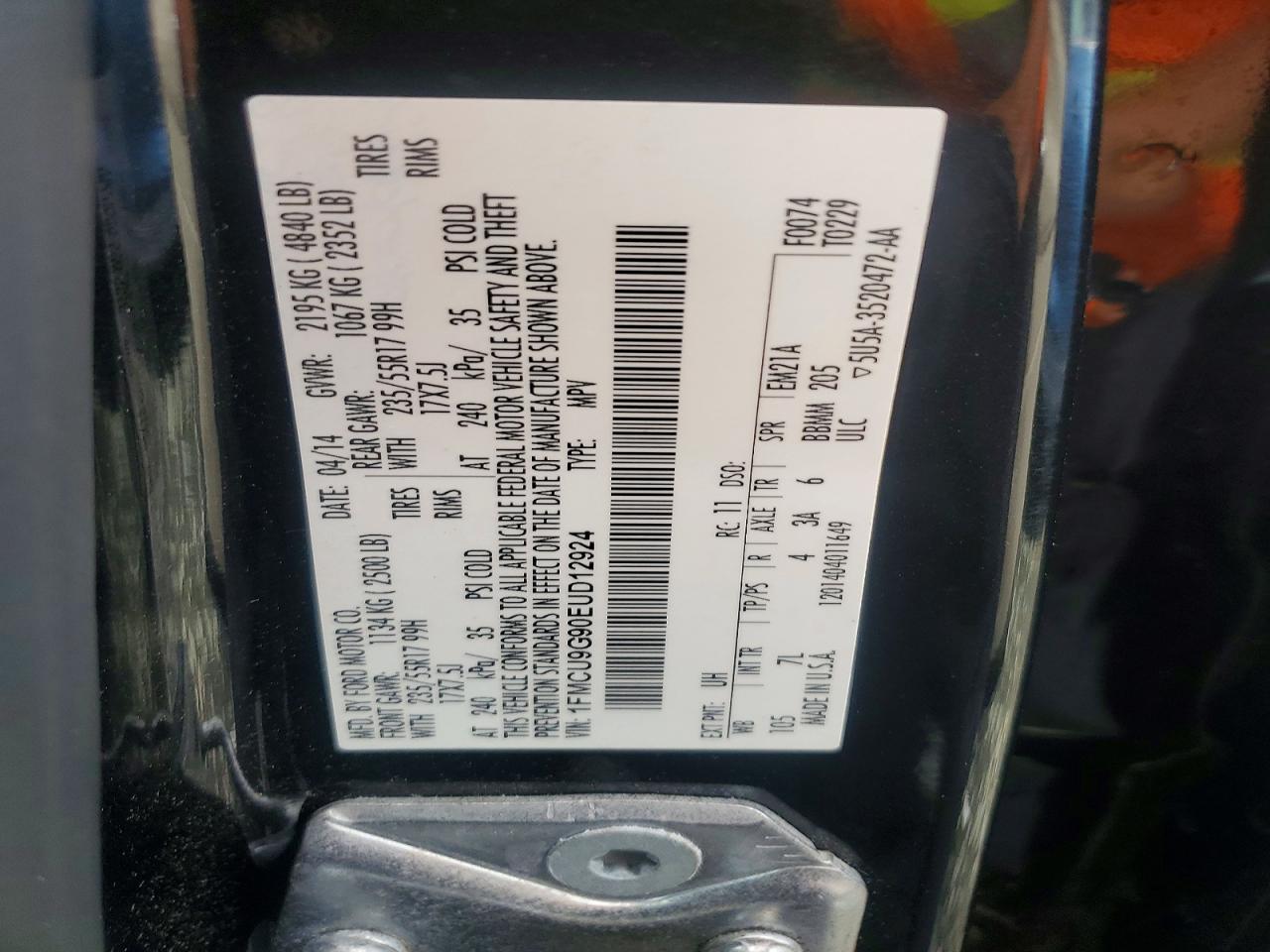 1FMCU9G90EUD12924 · 2014 FORD ESCAPE · 12/12