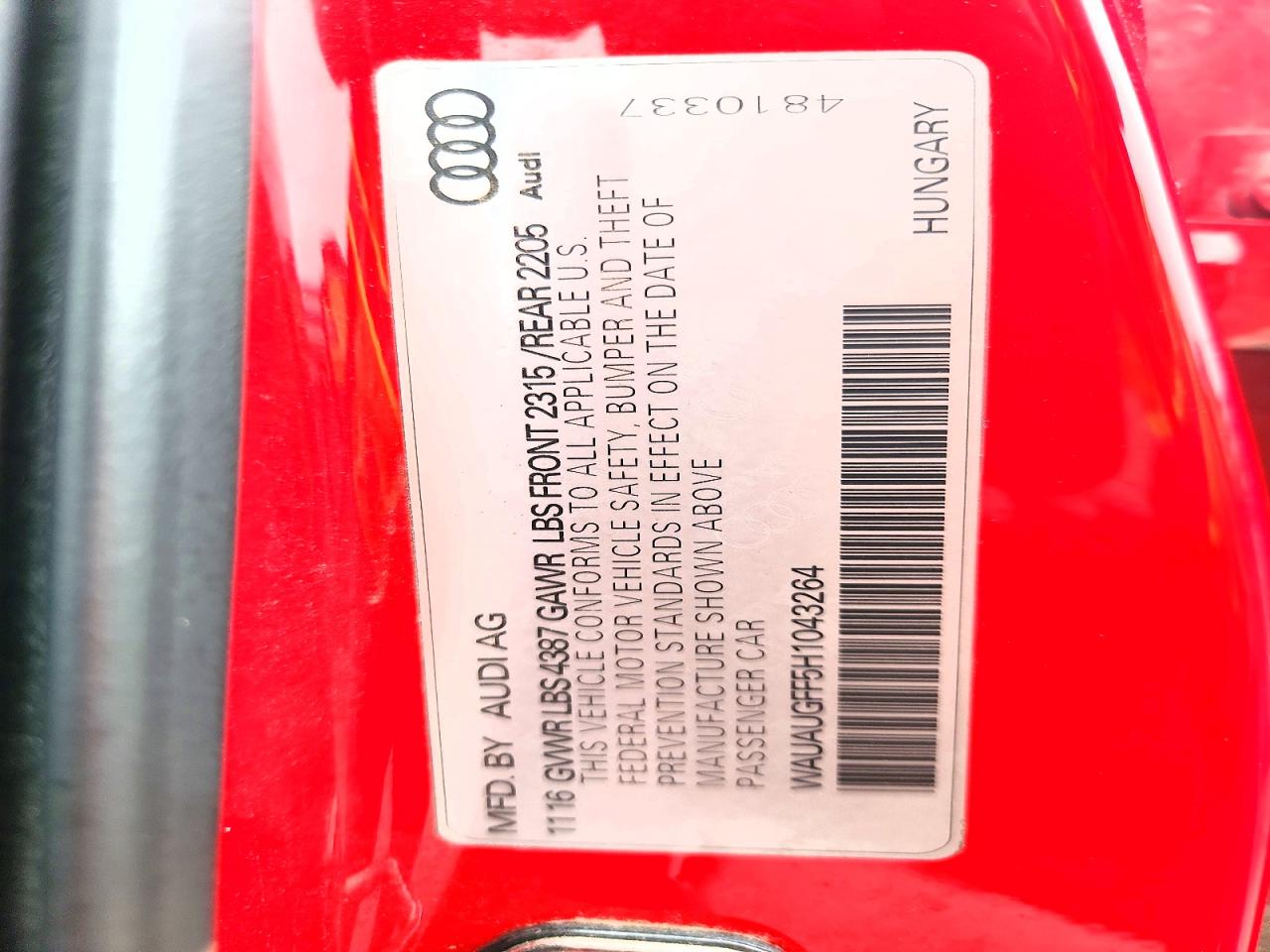 WAUAUGFF5H1043264 · 2017 AUDI A3 · 12/12