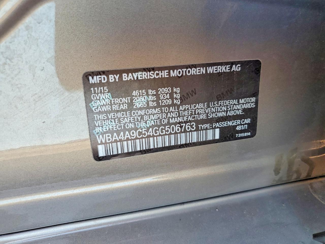 WBA4A9C54GG506763 · 2016 BMW 428 · 12/12