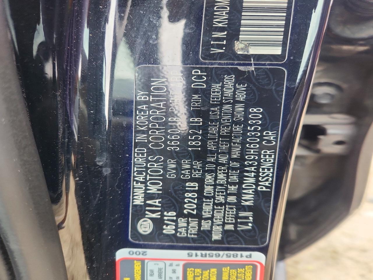 KNADM4A39H6035308 · 2017 KIA RIO · 12/12