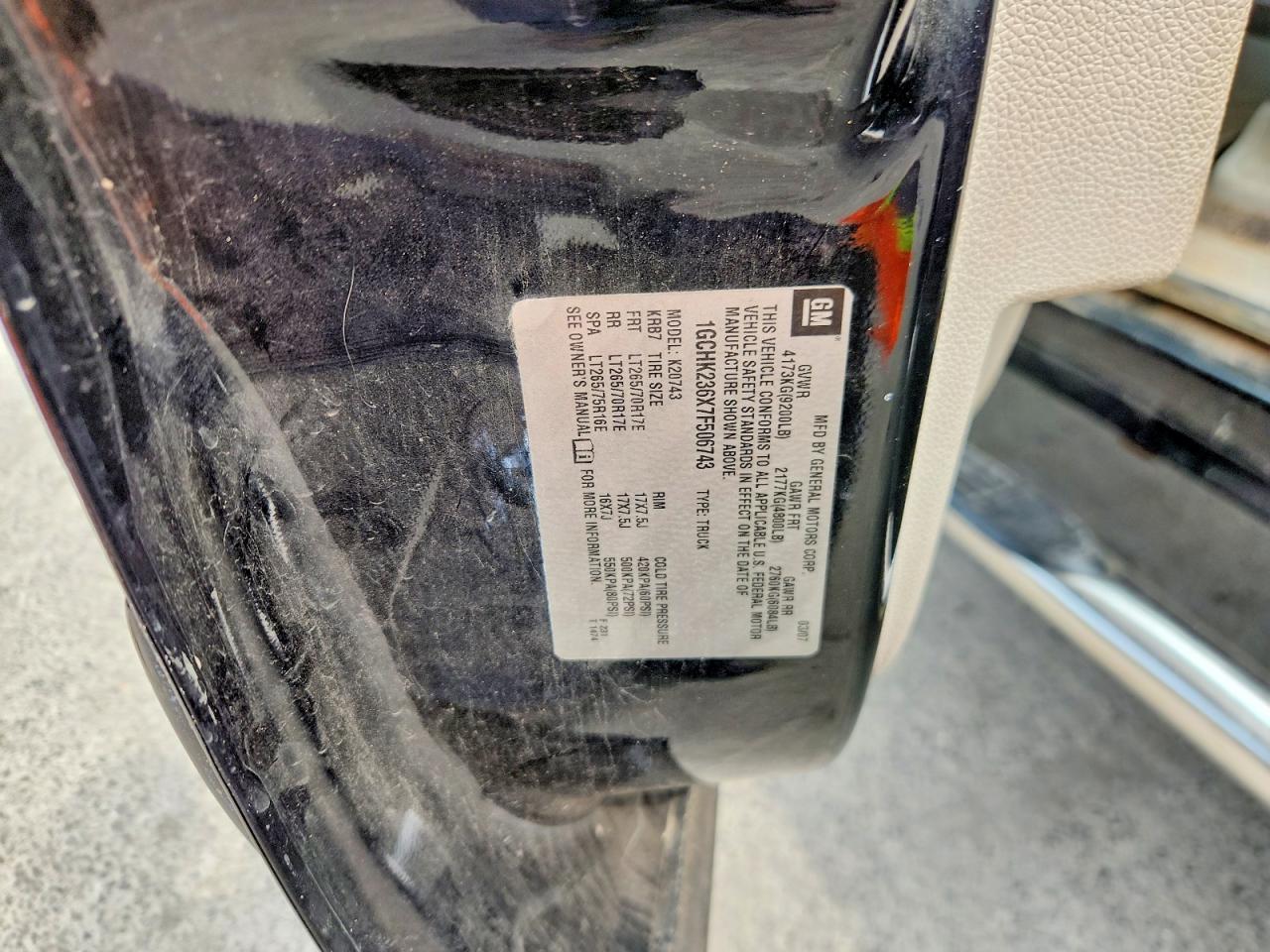 1GCHK236X7F506743 · 2007 CHEVROLET SILVERADO · 12/12