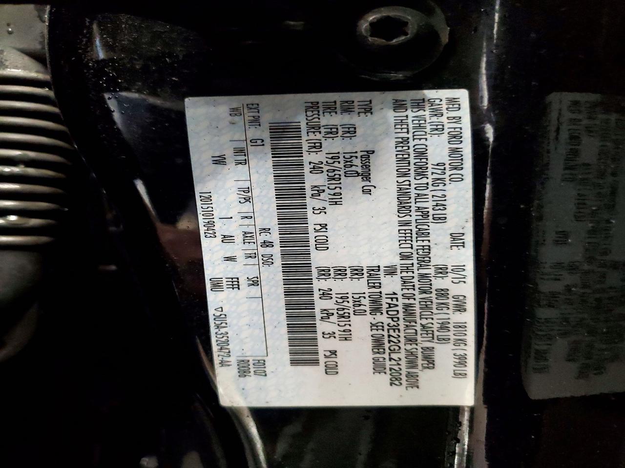 1FADP3E22GL212082 · 2016 FORD FOCUS · 12/12