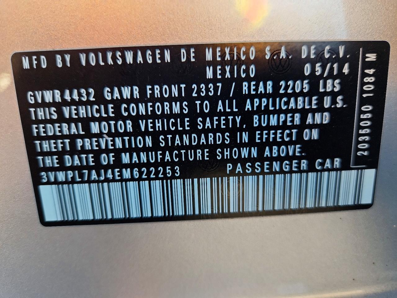 3VWPL7AJ4EM622253 · 2014 VOLKSWAGEN JETTA · 12/12