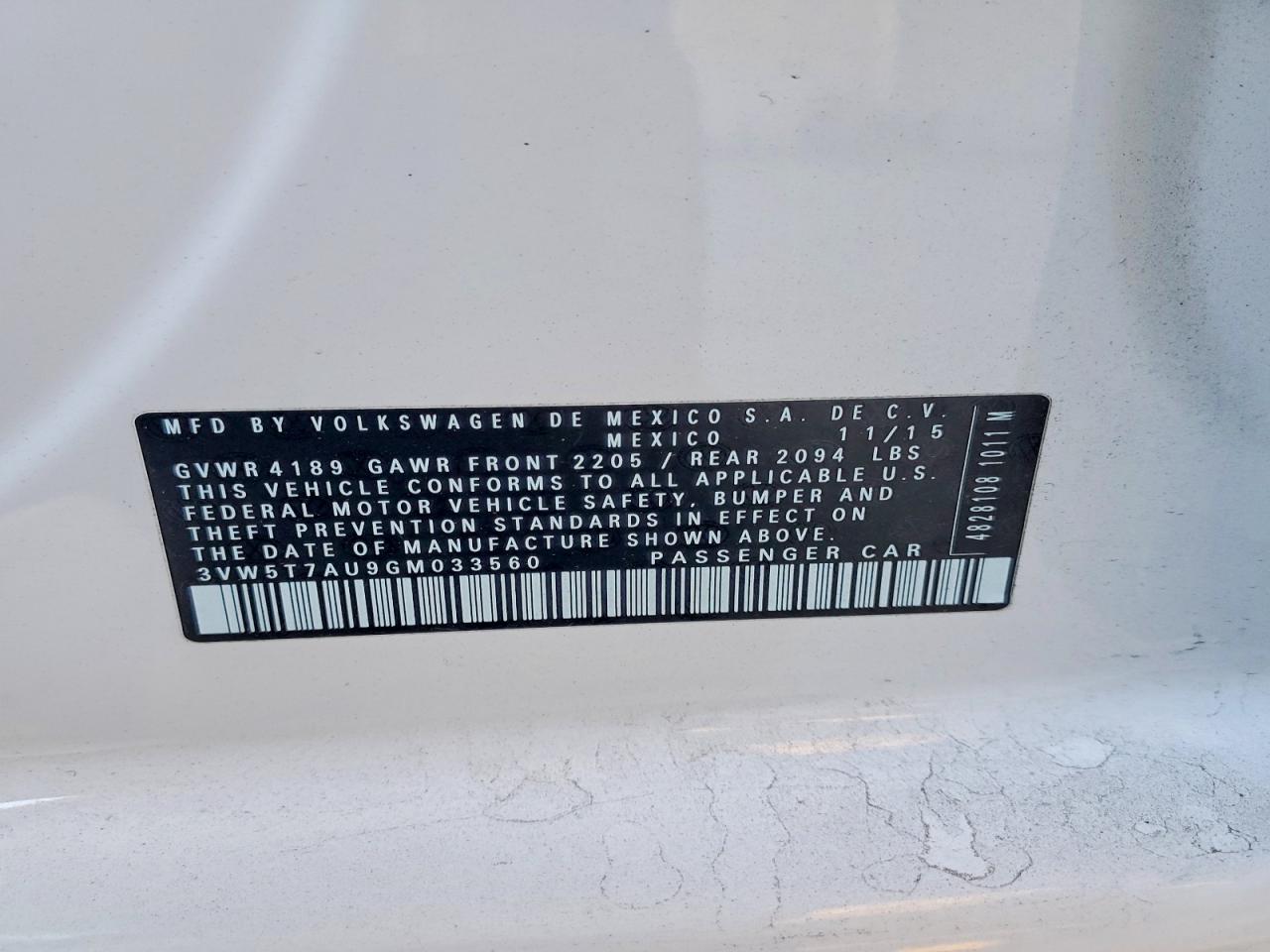 3VW5T7AU9GM033560 · 2016 VOLKSWAGEN GTI · 12/12