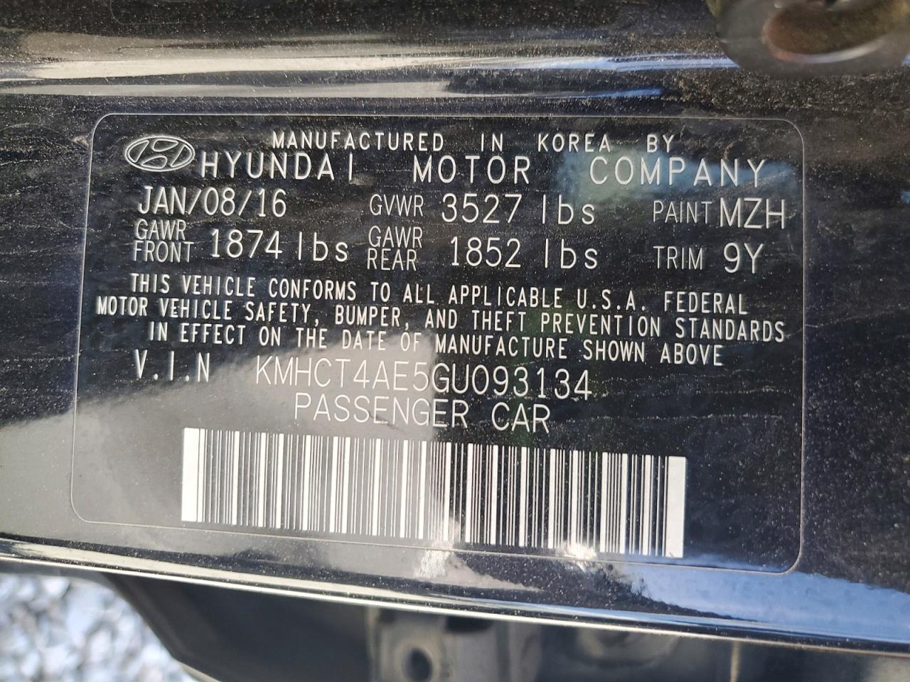 KMHCT4AE5GU093134 · 2016 HYUNDAI ACCENT · 12/12