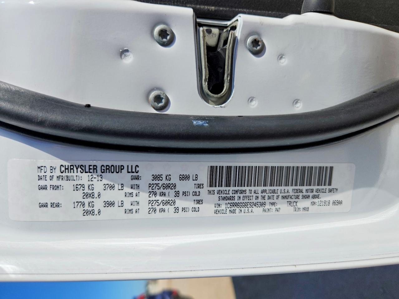 1C6RR6GG6ES245309 · 2014 RAM 1500 · 12/12