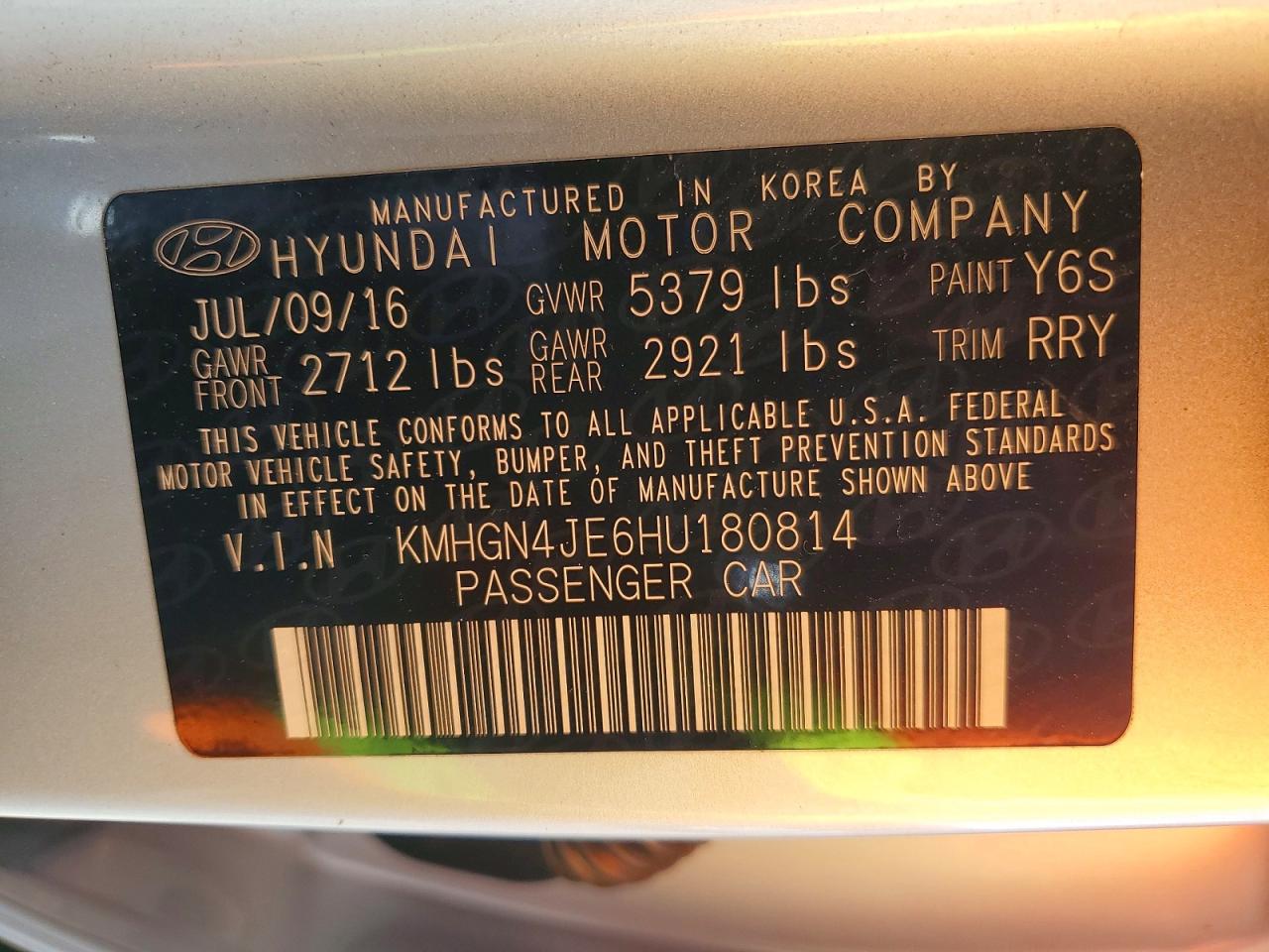KMHGN4JE6HU180814 · 2017 GENESIS G80 · 12/12