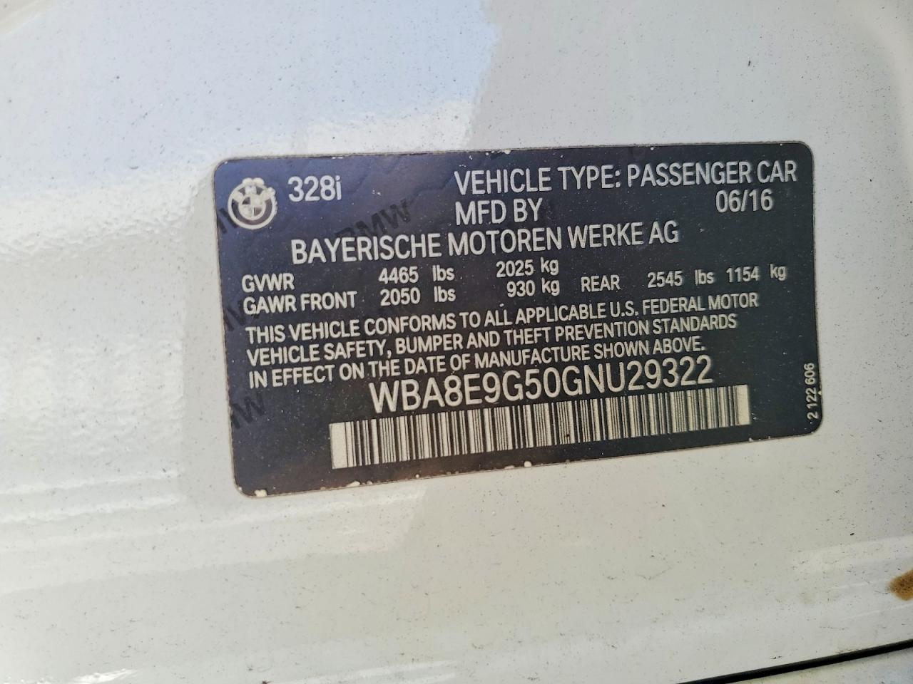 WBA8E9G50GNU29322 · 2016 BMW 328 · 12/12