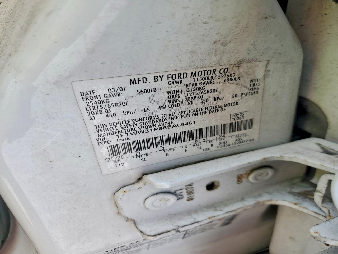 1FTWW31R88EA69461 · 2008 FORD F350 · 12/12