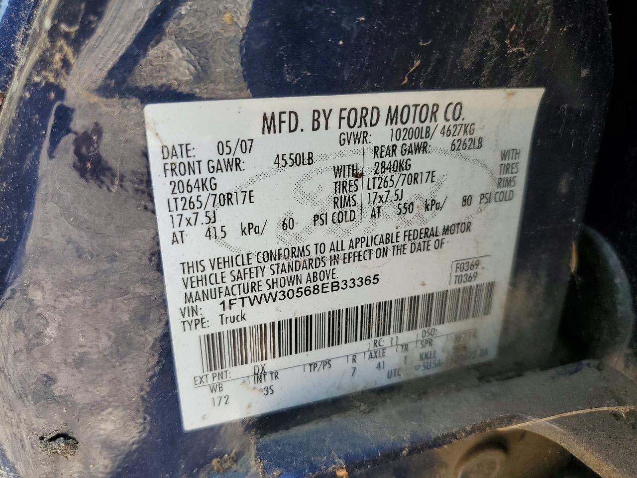 1FTWW30568EB33365 · 2008 FORD F350 · 12/12