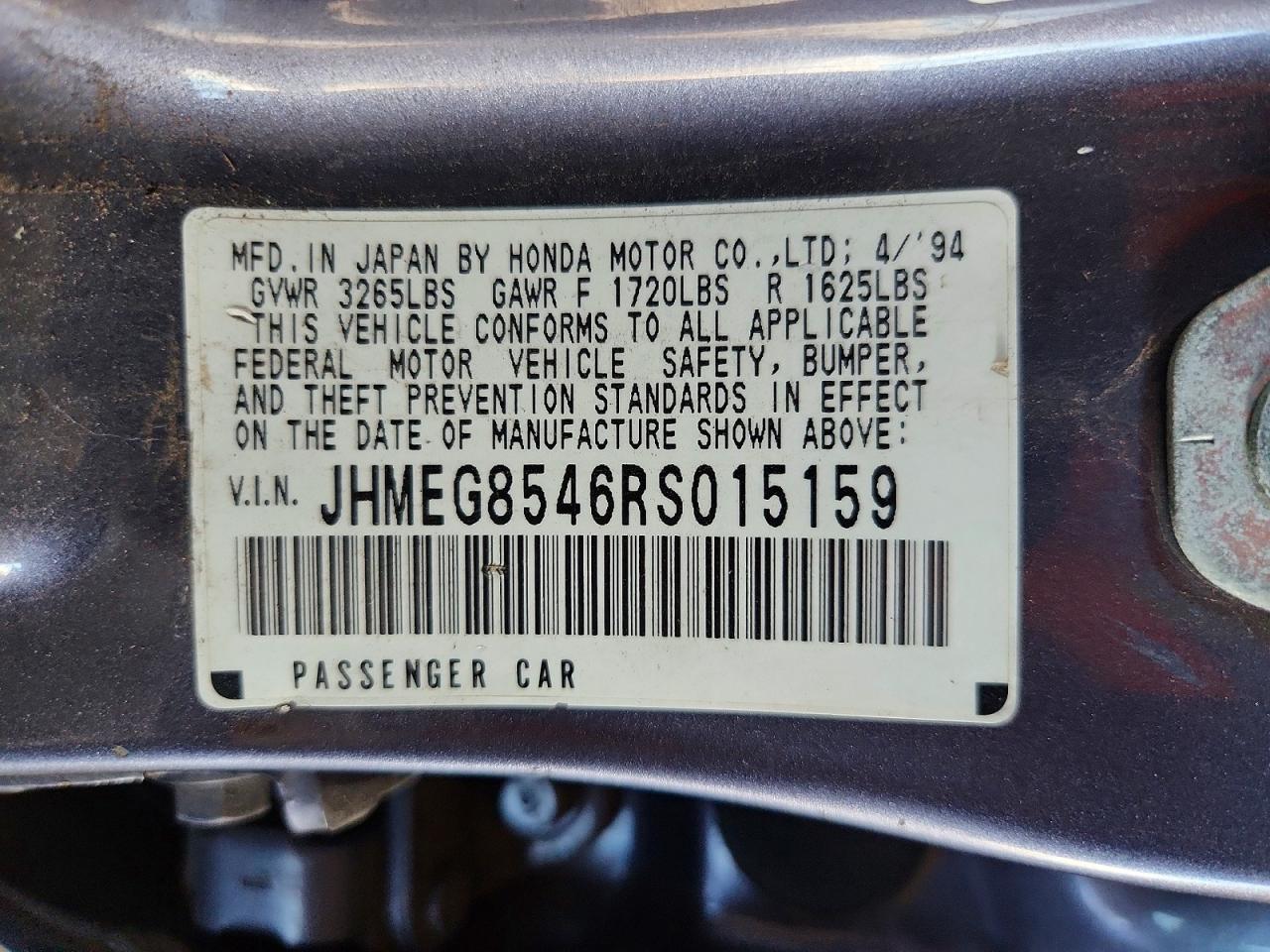 JHMEG8546RS015159 · 1994 HONDA CIVIC · 12/12