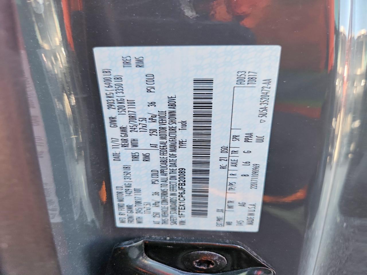1FTEX1CP6JFB20089 · 2018 FORD F150 · 12/12