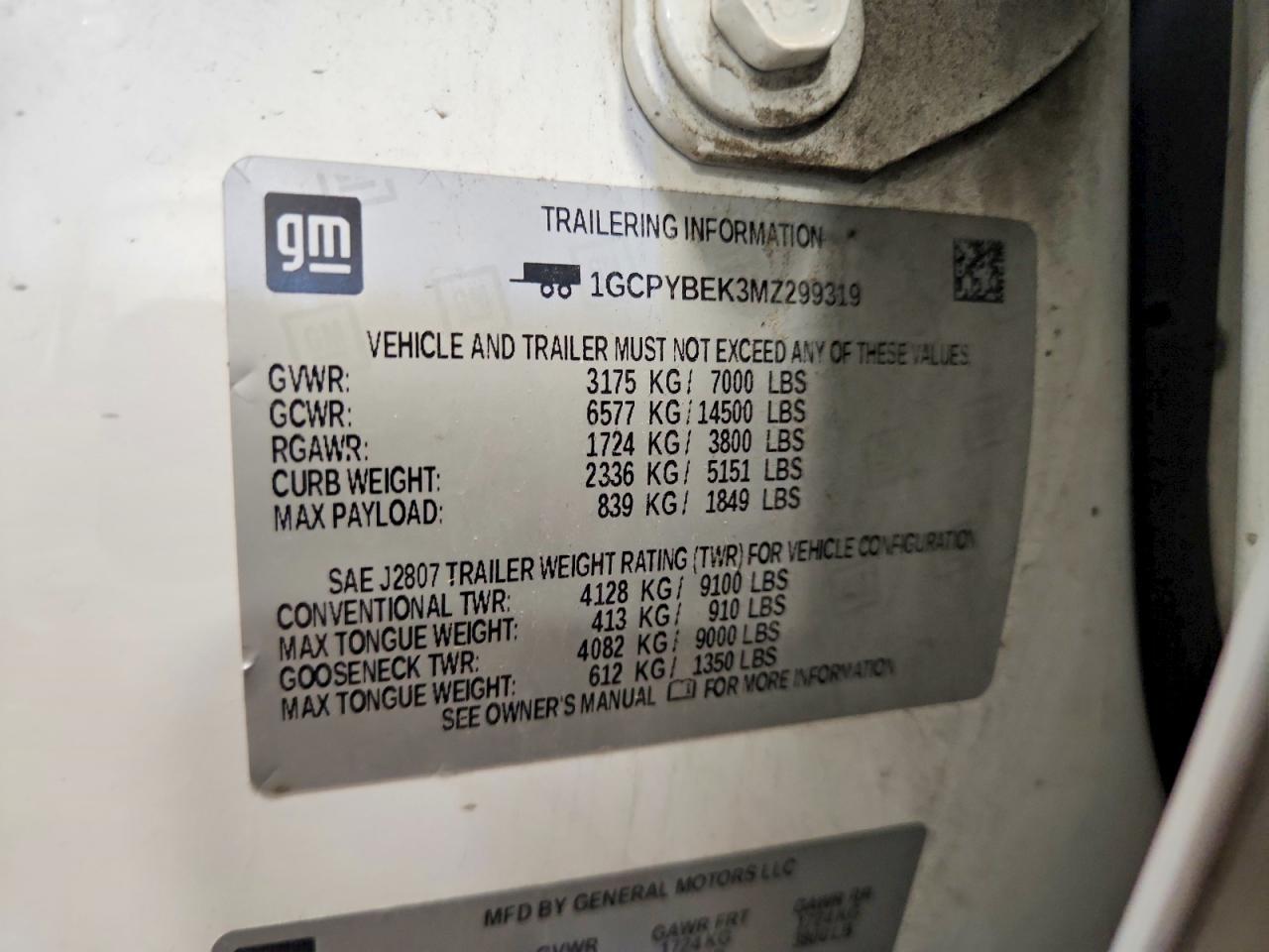 1GCPYBEK3MZ299319 · 2021 CHEVROLET SILVERADO · 12/12