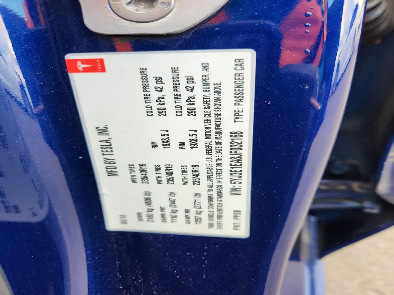 5YJ3E1EA8JF032168 · 2018 TESLA MODEL 3 · 12/12