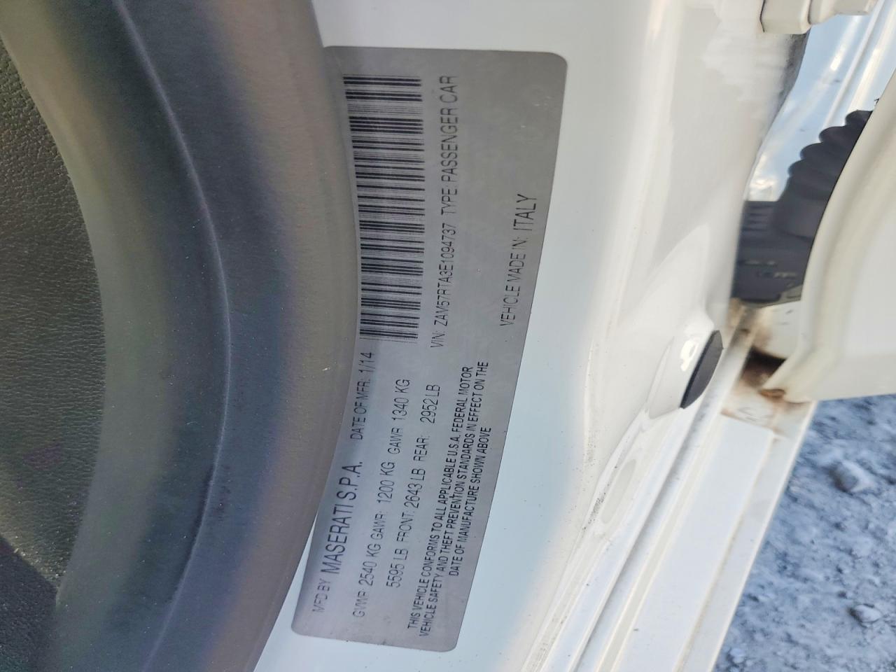 ZAM57RTA3E1094737 · 2014 MASERATI GHIBLI · 12/12