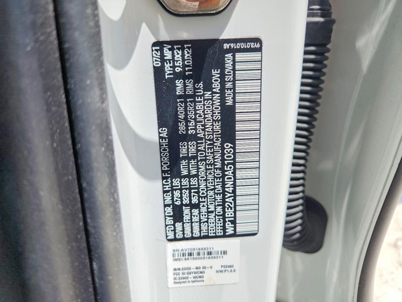 WP1BE2AY4NDA51039 · 2022 PORSCHE CAYENNE · 12/12