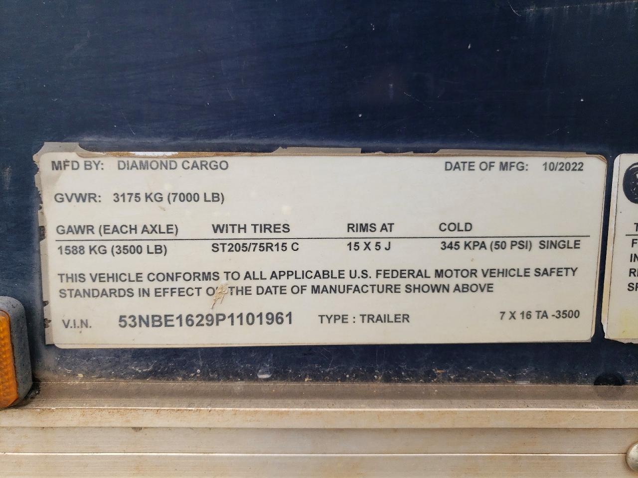 53NBE1629P1101961 · 2023 DIAMOND CARGO UNKNOWN · 8/11
