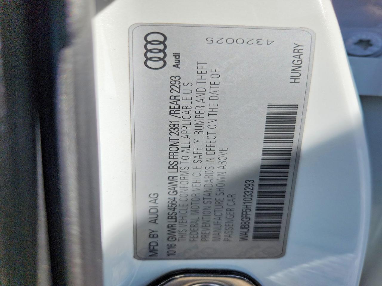 WAUB8GFF5H1033293 · 2017 AUDI A3 · 12/12
