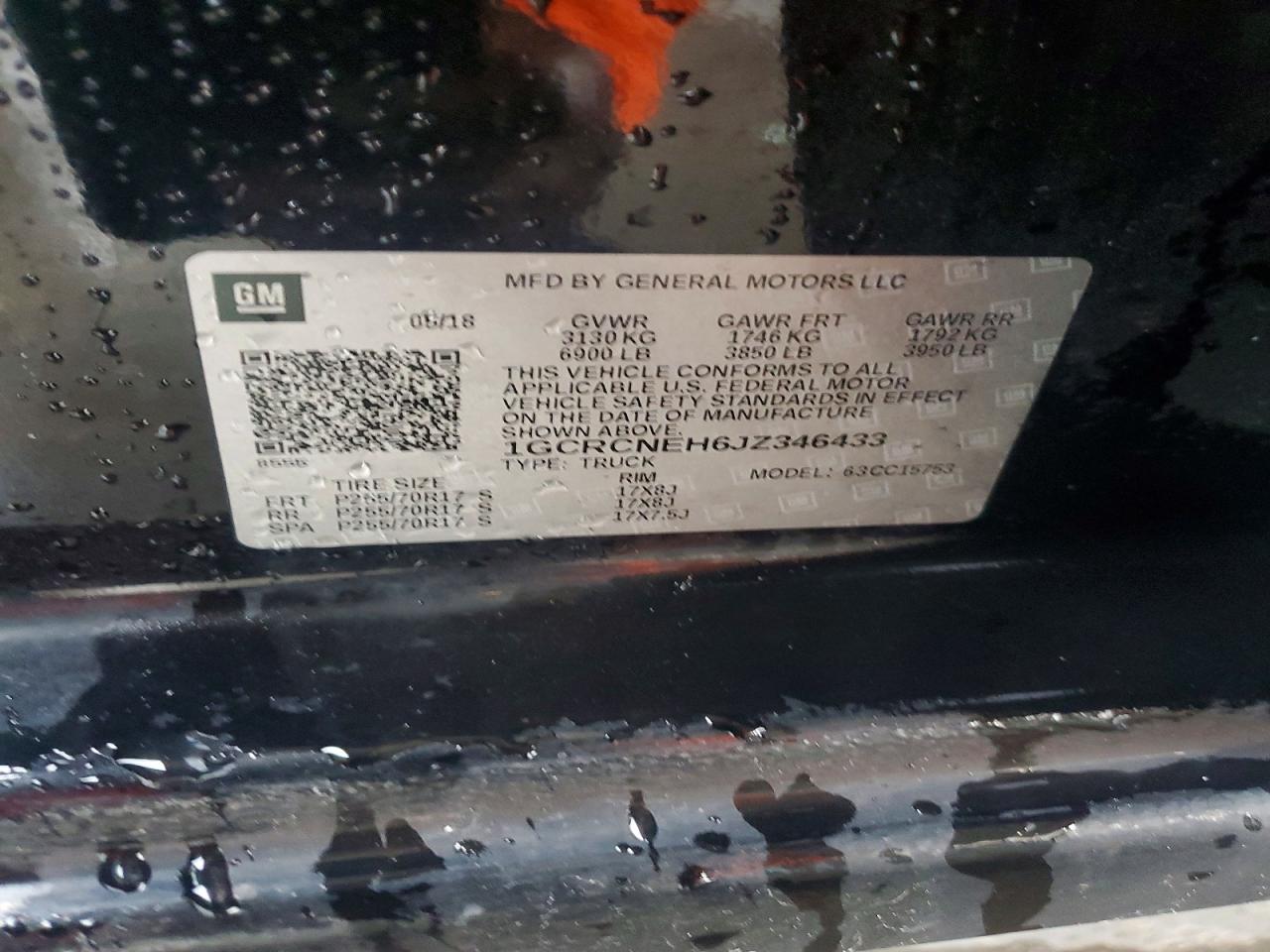 1GCRCNEH6JZ346433 · 2018 CHEVROLET SILVERADO · 12/12
