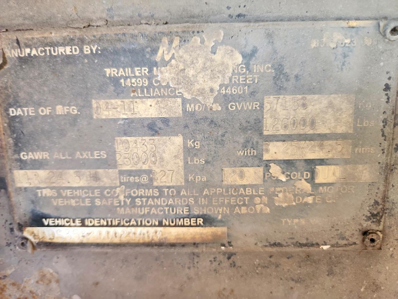 5MADS3532CC021489 · 2012 MAC TRAILER MFG DUMP TRAIL · 9/11