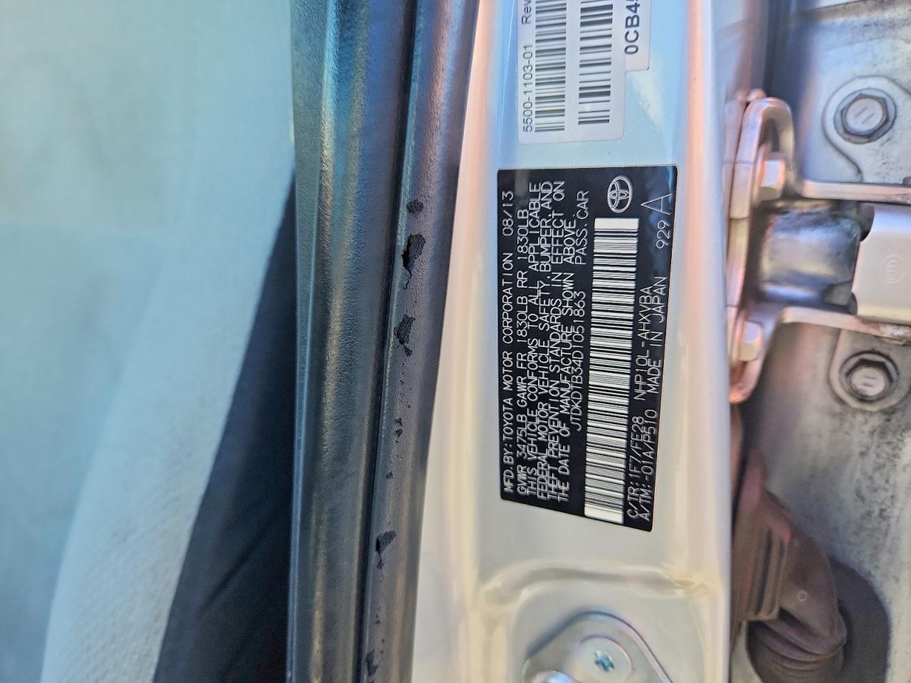 JTDKDTB34D1051863 · 2013 TOYOTA PRIUS C · 12/12