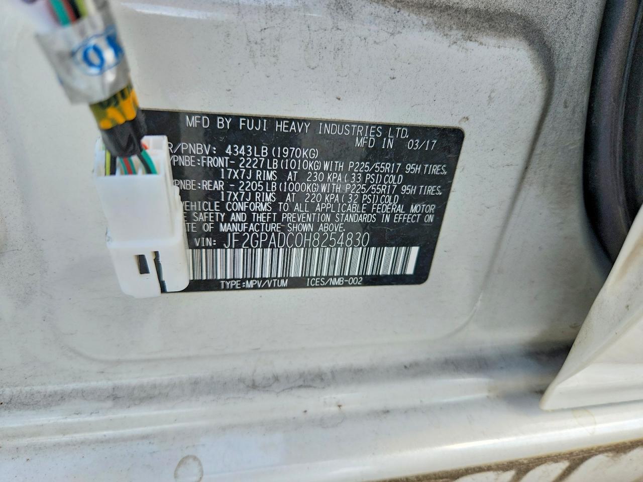 JF2GPADC0H8254830 · 2017 SUBARU CROSSTREK · 12/12