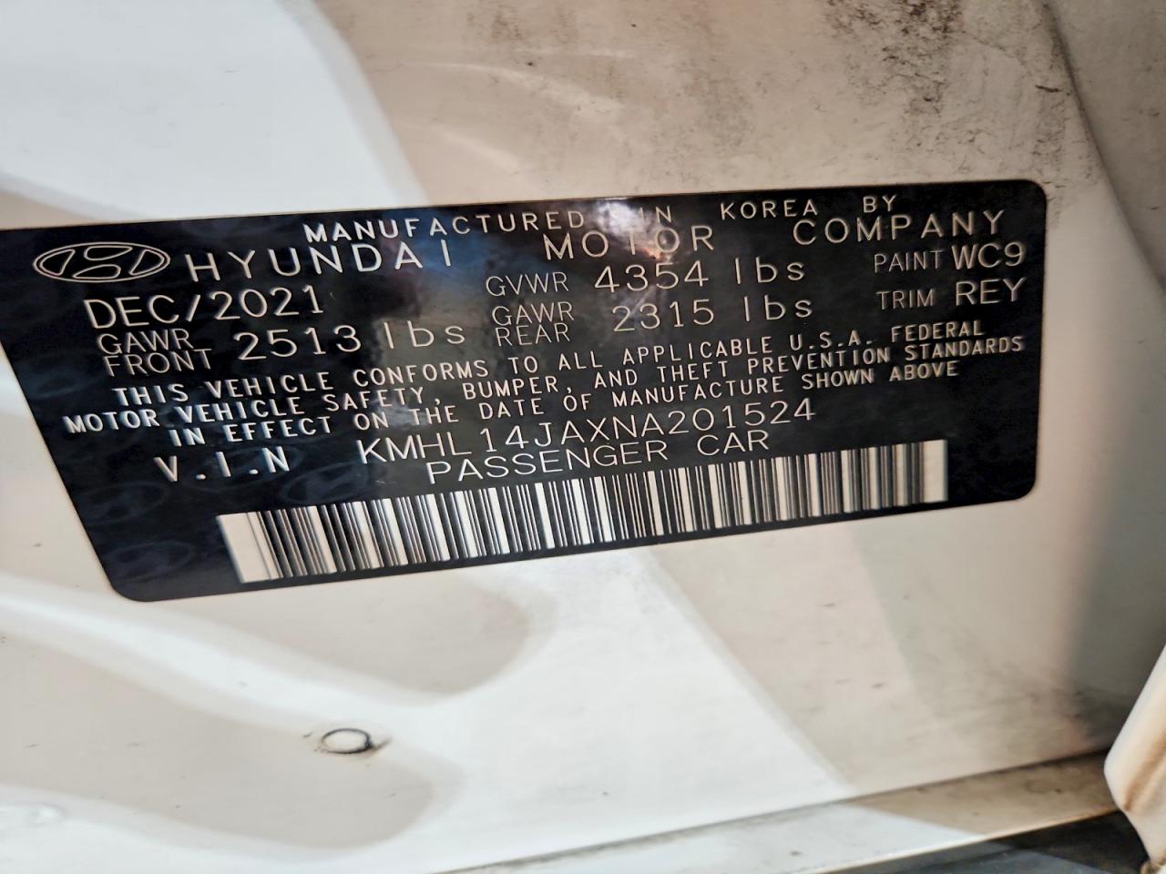 KMHL14JAXNA201524 · 2022 HYUNDAI SONATA · 12/12