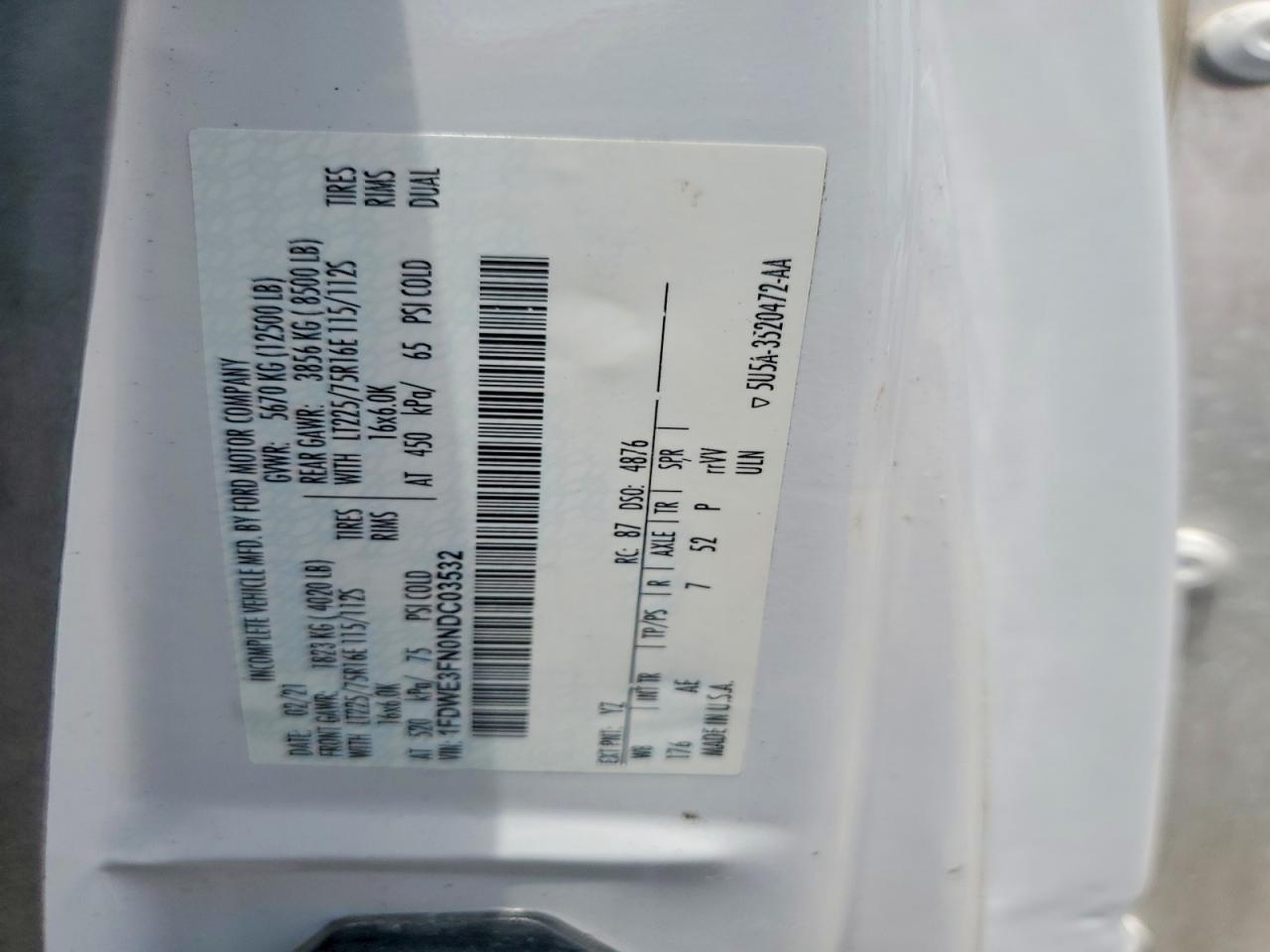1FDWE3FN0NDC03532 · 2022 FORD ECONOLINE · 12/12
