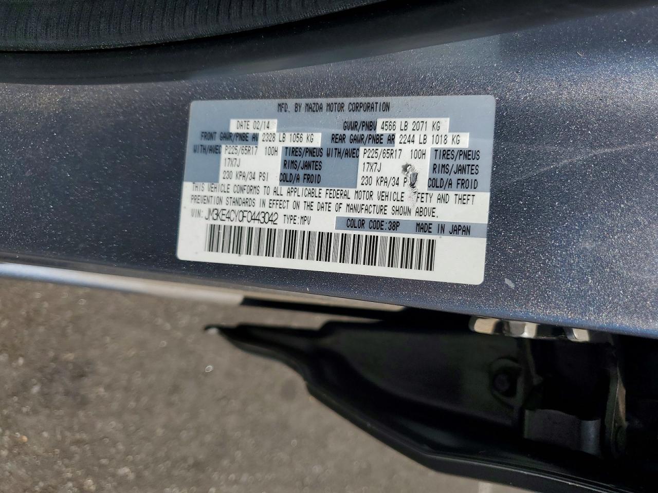JM3KE4CY0F0443042 · 2015 MAZDA CX-5 · 12/12