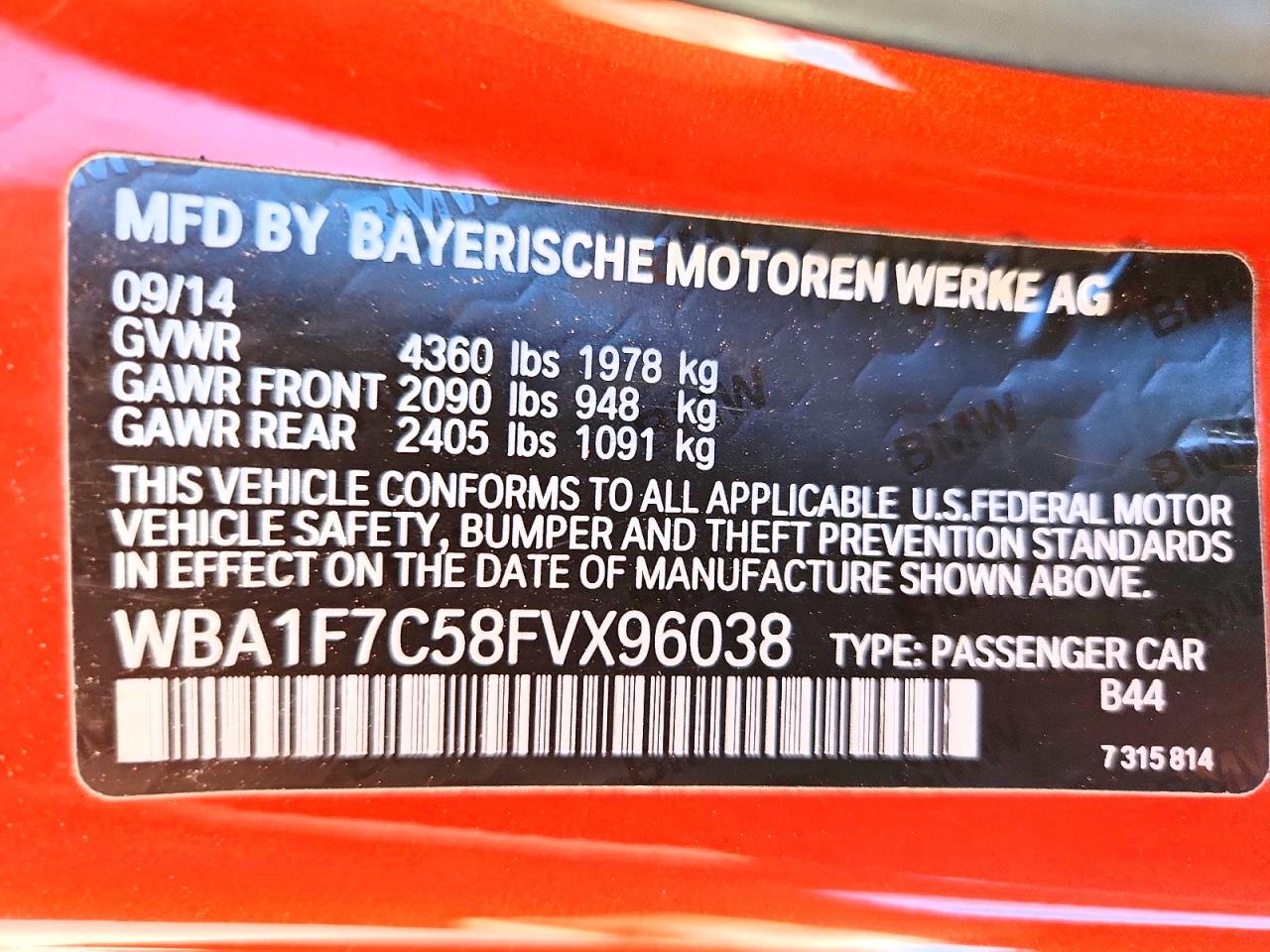 WBA1F7C58FVX96038 · 2015 BMW 228 · 12/12