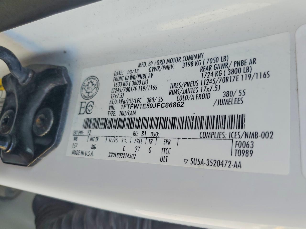 1FTFW1E59JFC66862 · 2018 FORD F150 · 12/12
